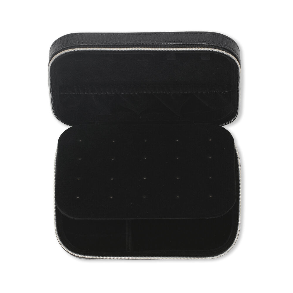 Saffiano Zip smykkeskrin - sort